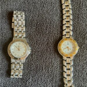 Fendi Two-Tone Silver and Gold Bracelet Watch plus Raymond Weil silver.